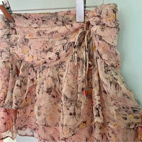 Anthropologie Ruched Floral Mini Skirt size medium