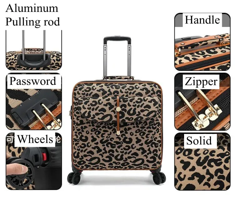 Apex Leopard Print Spinner Case Carry-On Travel Bag On Wheels, 20 inches