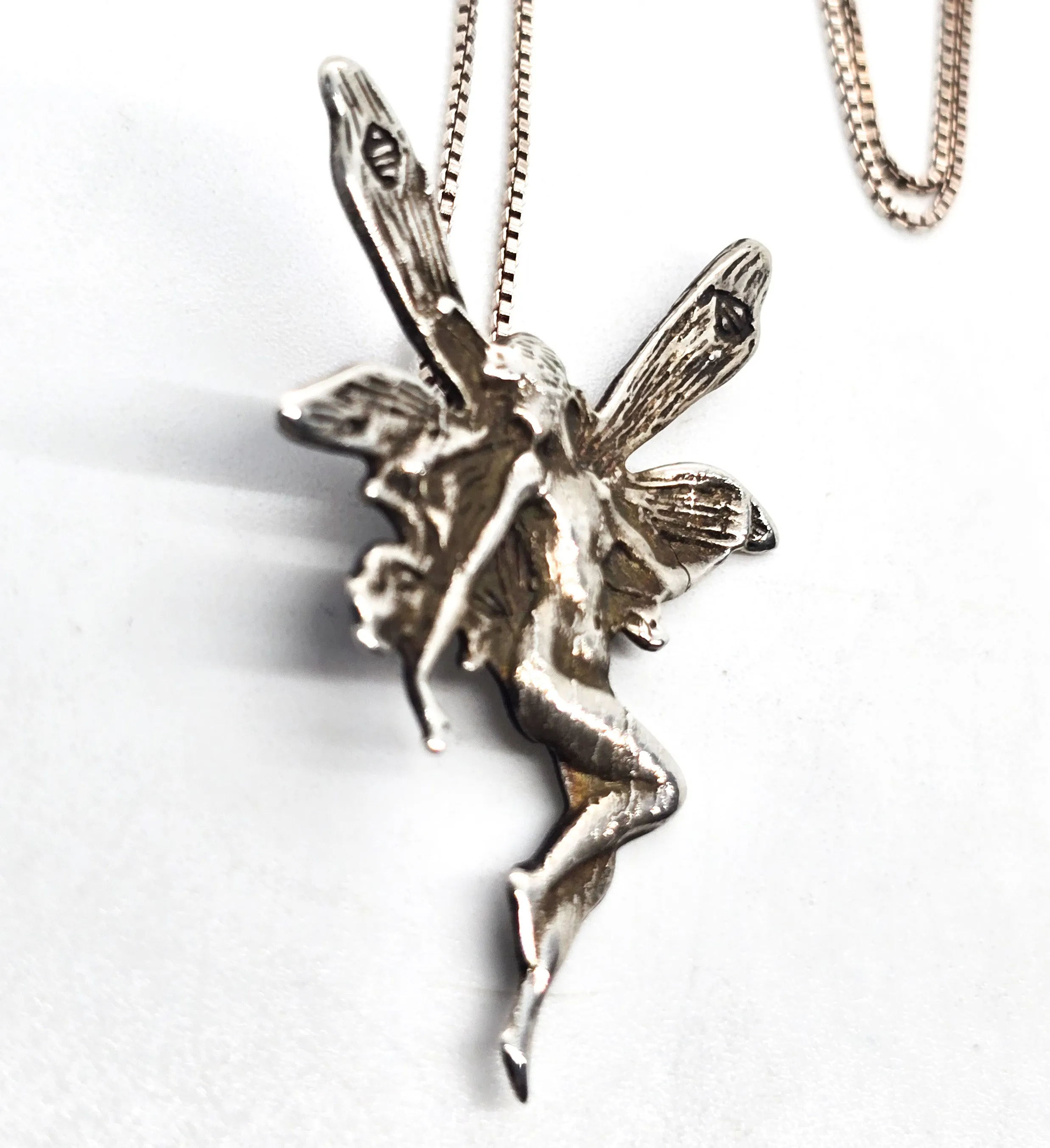 Art Nouveau Fairy sprite princess nymph vintage sterling silver pendant necklace