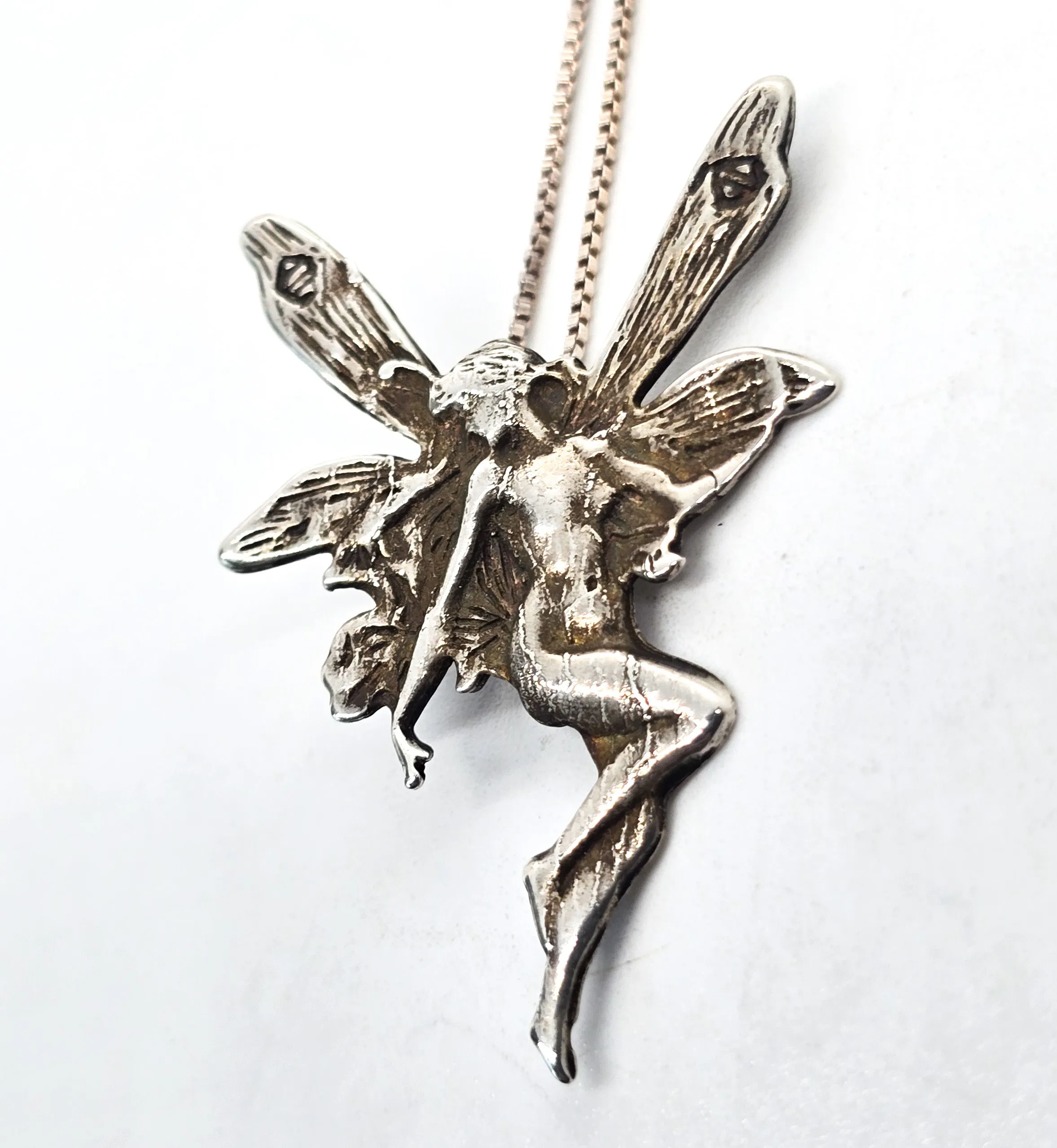 Art Nouveau Fairy sprite princess nymph vintage sterling silver pendant necklace