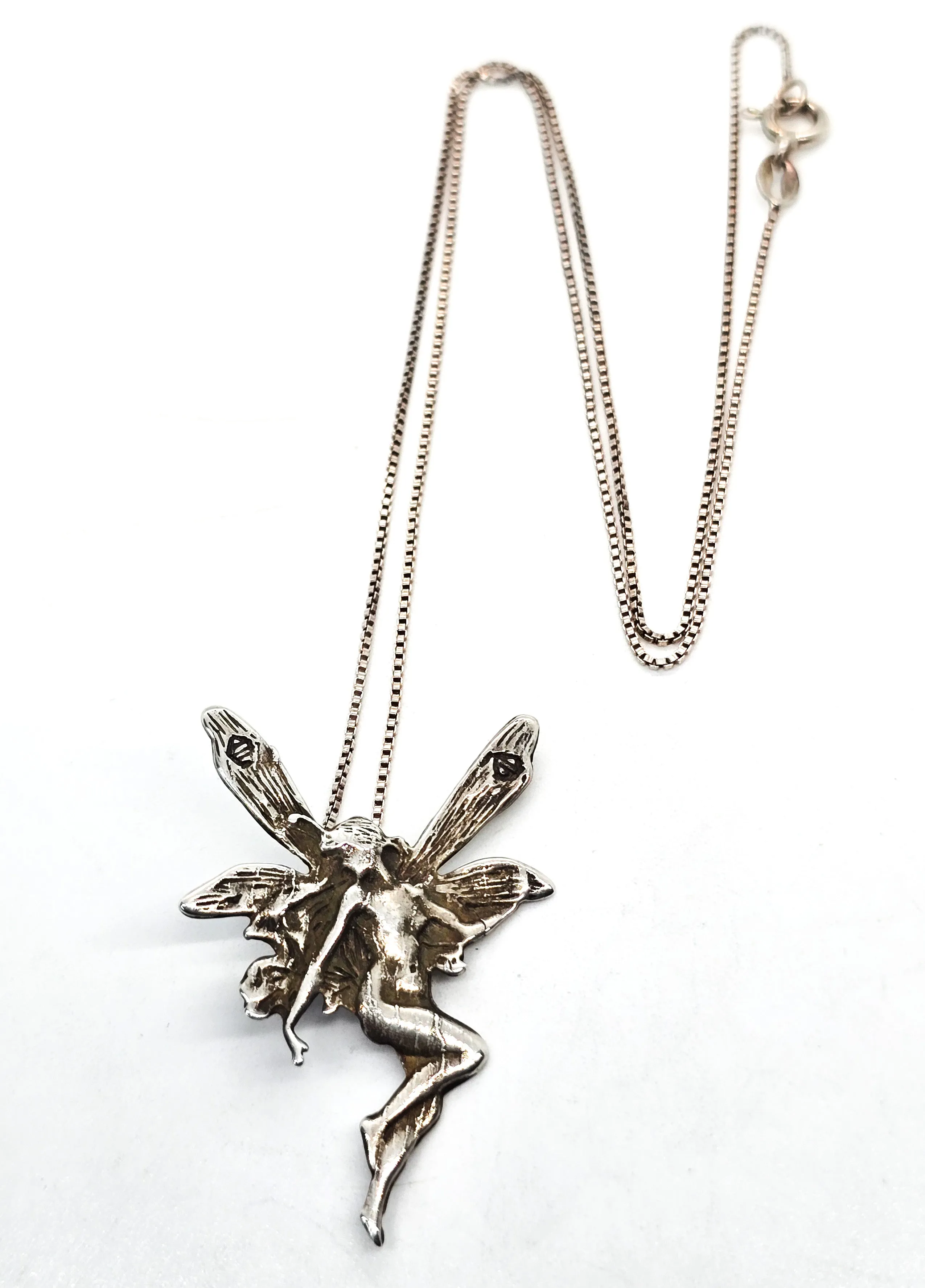Art Nouveau Fairy sprite princess nymph vintage sterling silver pendant necklace