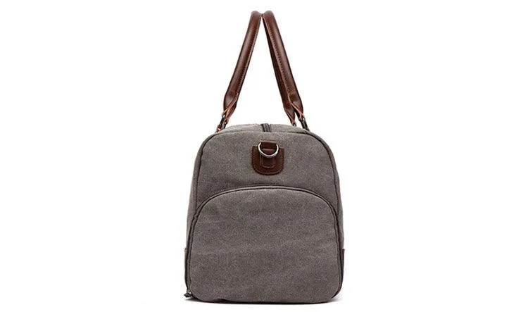 Authentic Unisex  Leather And Canvass Mini Travelers Bag- Blue