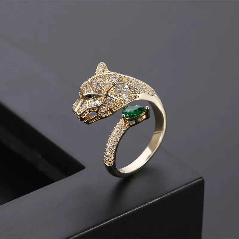 Bague léopard conception or zircon bague de mariage hommes et femmes bague ouverte bijoux de mode en gros