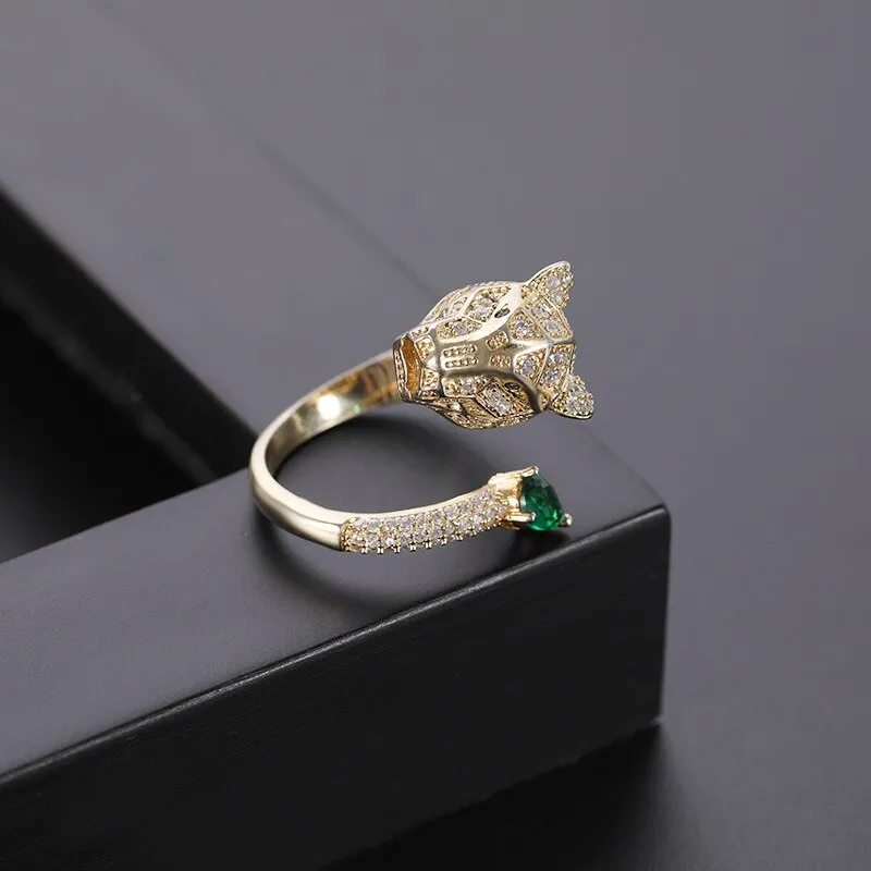 Bague léopard conception or zircon bague de mariage hommes et femmes bague ouverte bijoux de mode en gros