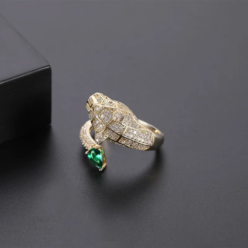 Bague léopard conception or zircon bague de mariage hommes et femmes bague ouverte bijoux de mode en gros