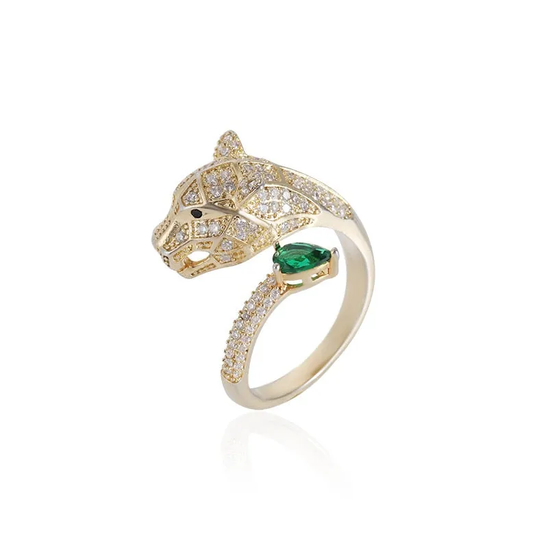 Bague léopard conception or zircon bague de mariage hommes et femmes bague ouverte bijoux de mode en gros