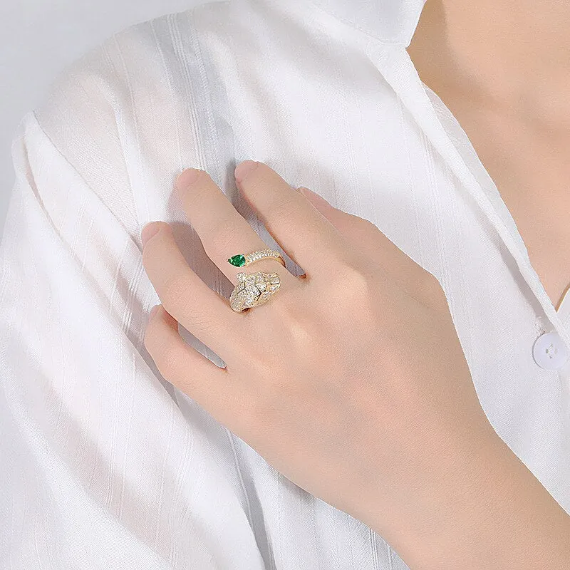 Bague léopard conception or zircon bague de mariage hommes et femmes bague ouverte bijoux de mode en gros