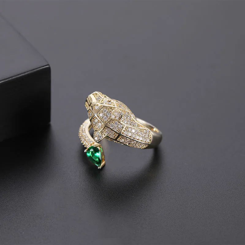 Bague léopard conception or zircon bague de mariage hommes et femmes bague ouverte bijoux de mode en gros
