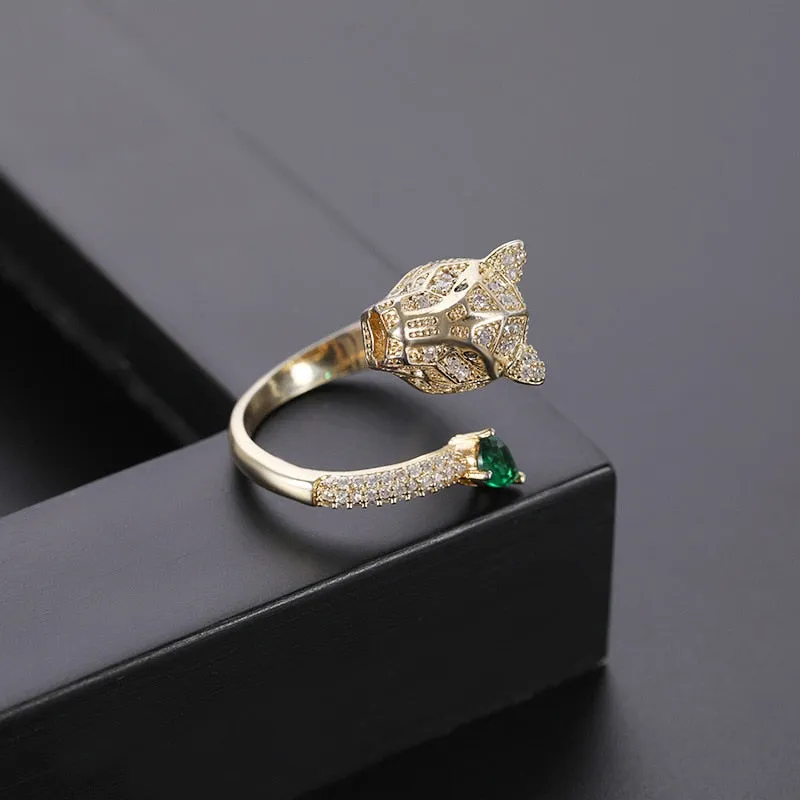Bague léopard conception or zircon bague de mariage hommes et femmes bague ouverte bijoux de mode en gros