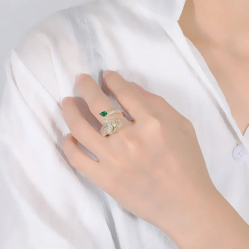 Bague léopard conception or zircon bague de mariage hommes et femmes bague ouverte bijoux de mode en gros