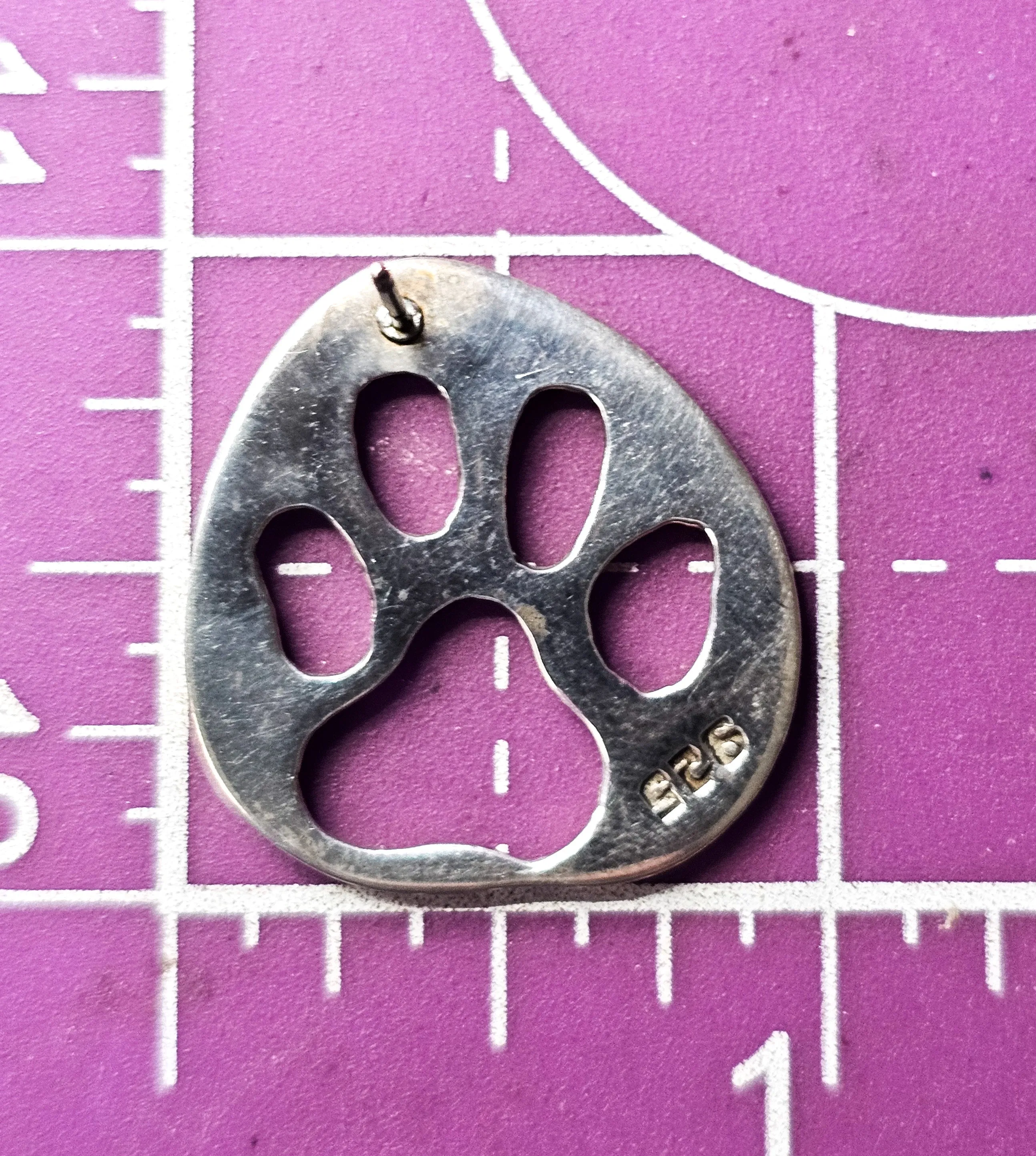 Bear Paw print cut out vintage large sterling silver stud animal earrings