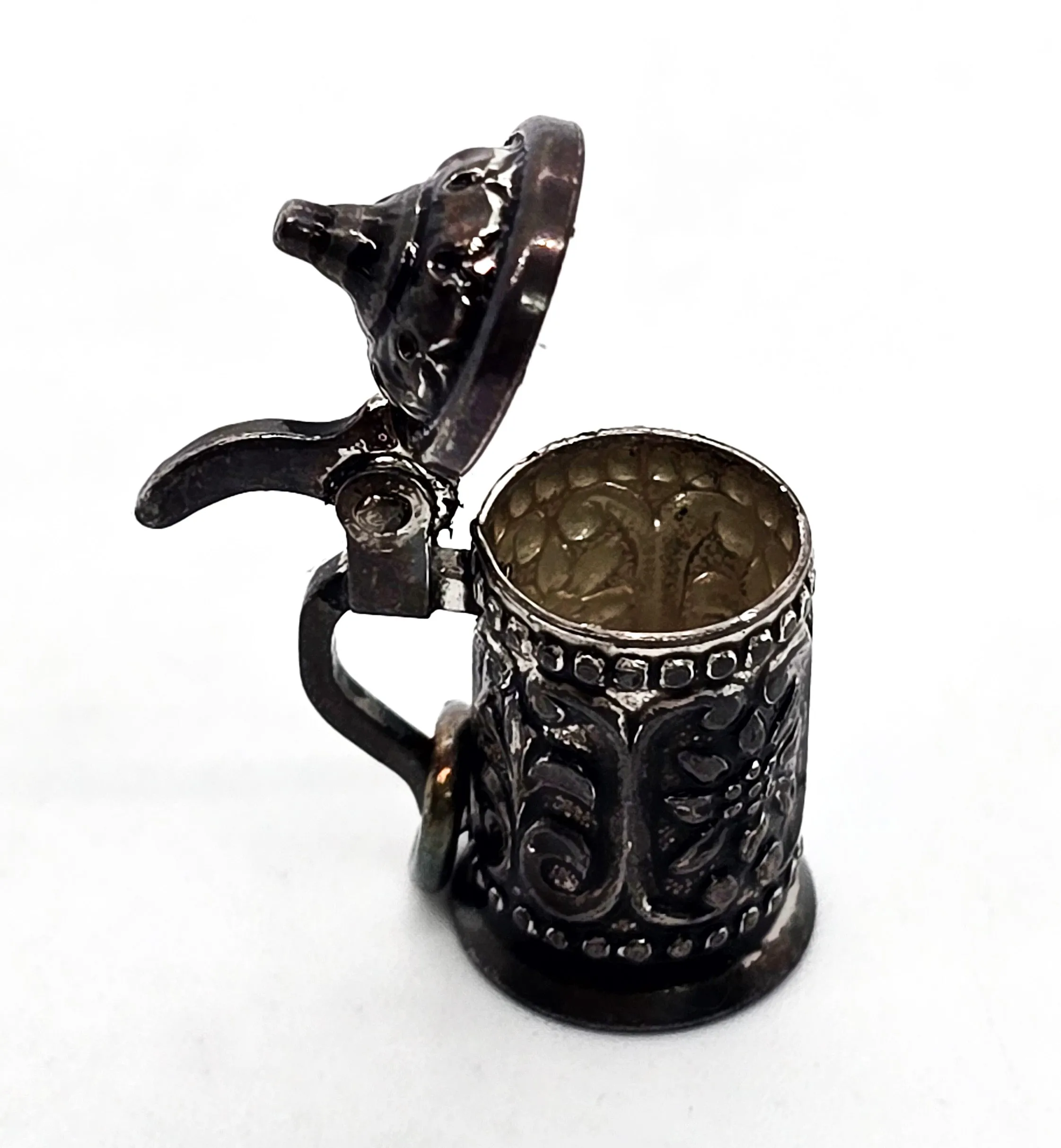 Beer stein Edelweiss flower SF articulated vintage 800 sterling silver charm