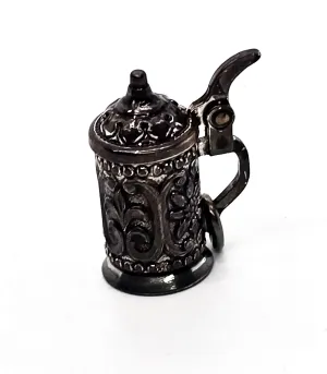 Beer stein Edelweiss flower SF articulated vintage 800 sterling silver charm