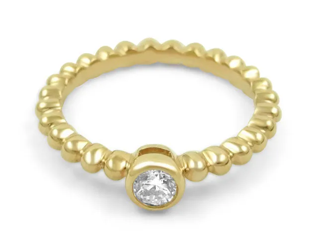 Bezel Set Beaded Diamond Ring 0.20cts