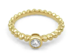 Bezel Set Beaded Diamond Ring 0.20cts