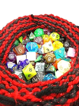 Black and Red Sparkle Large Dice Bag, Drawstring Bag for DND & Tabletop Games, Large Dice Pouch