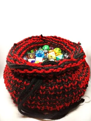 Black and Red Sparkle Large Dice Bag, Drawstring Bag for DND & Tabletop Games, Large Dice Pouch