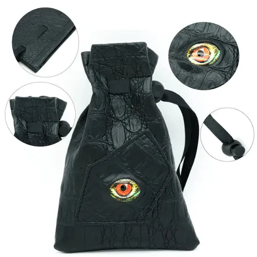 Black Leatherette Reptilians Eye Dice Bag