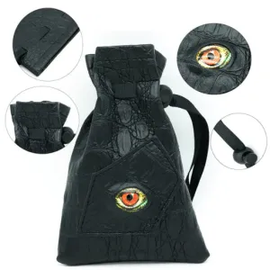 Black Leatherette Reptilians Eye Dice Bag