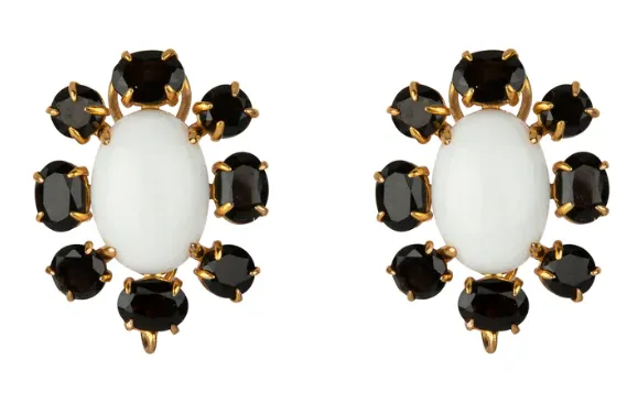Black Onyx & White Agate Studs