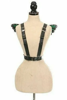 Black With Green Vegan Leather Butterfly Wings