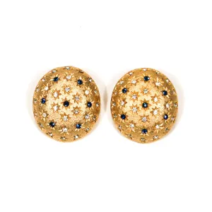 Blue, and Gold Diamante Rhinestone Star Earrings