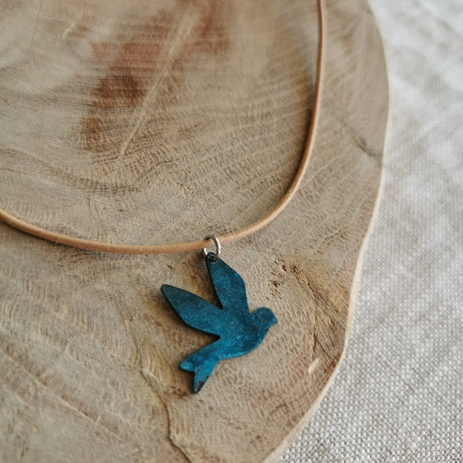 Blue Patina Copper Pendant