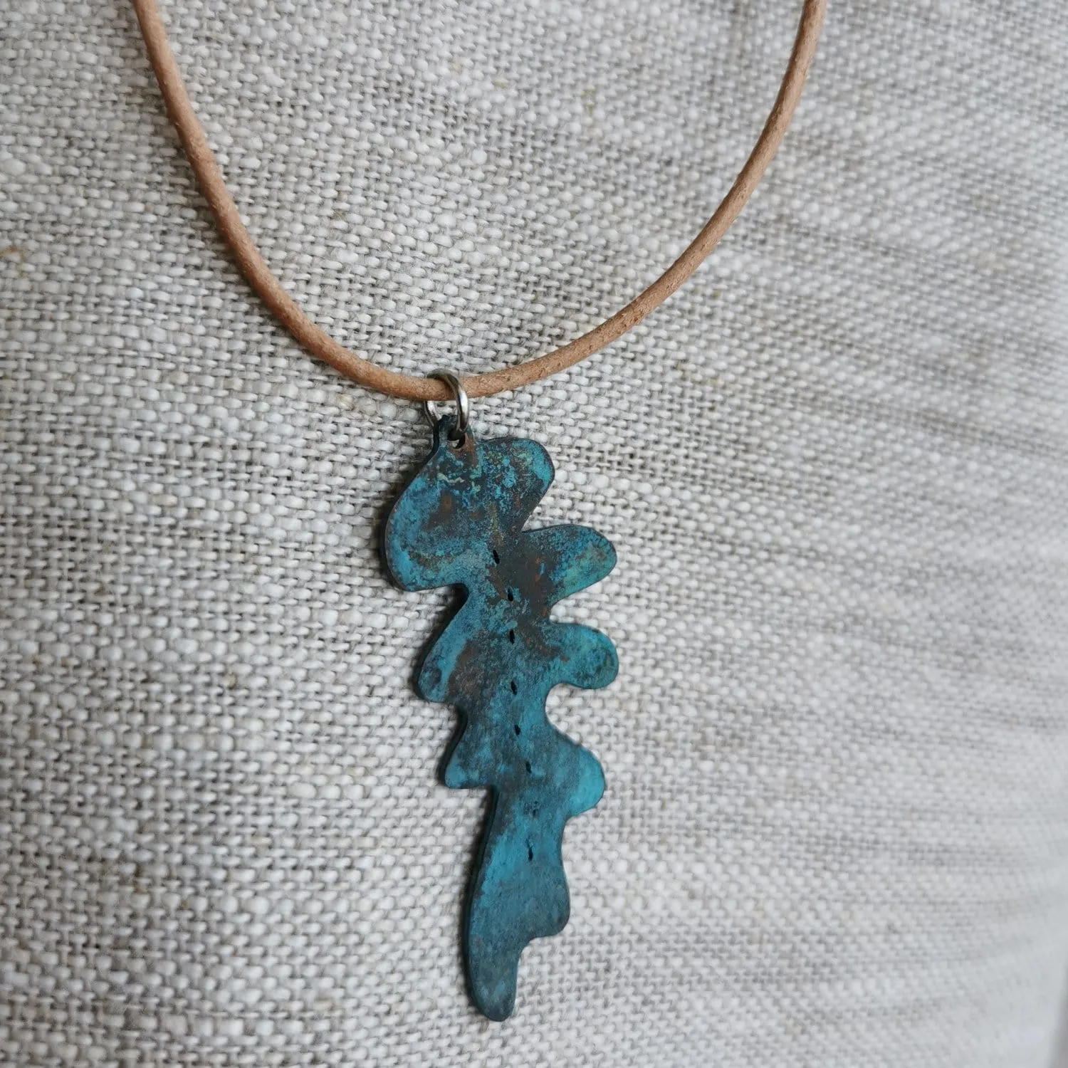 Blue Patina Copper Pendant