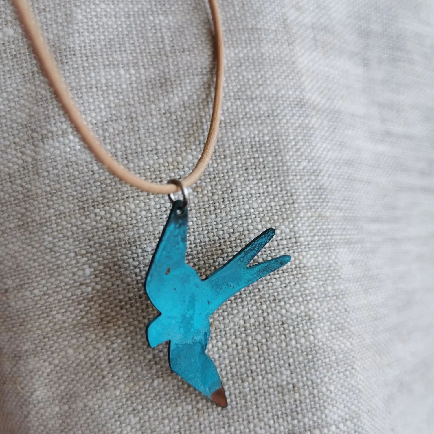 Blue Patina Copper Pendant