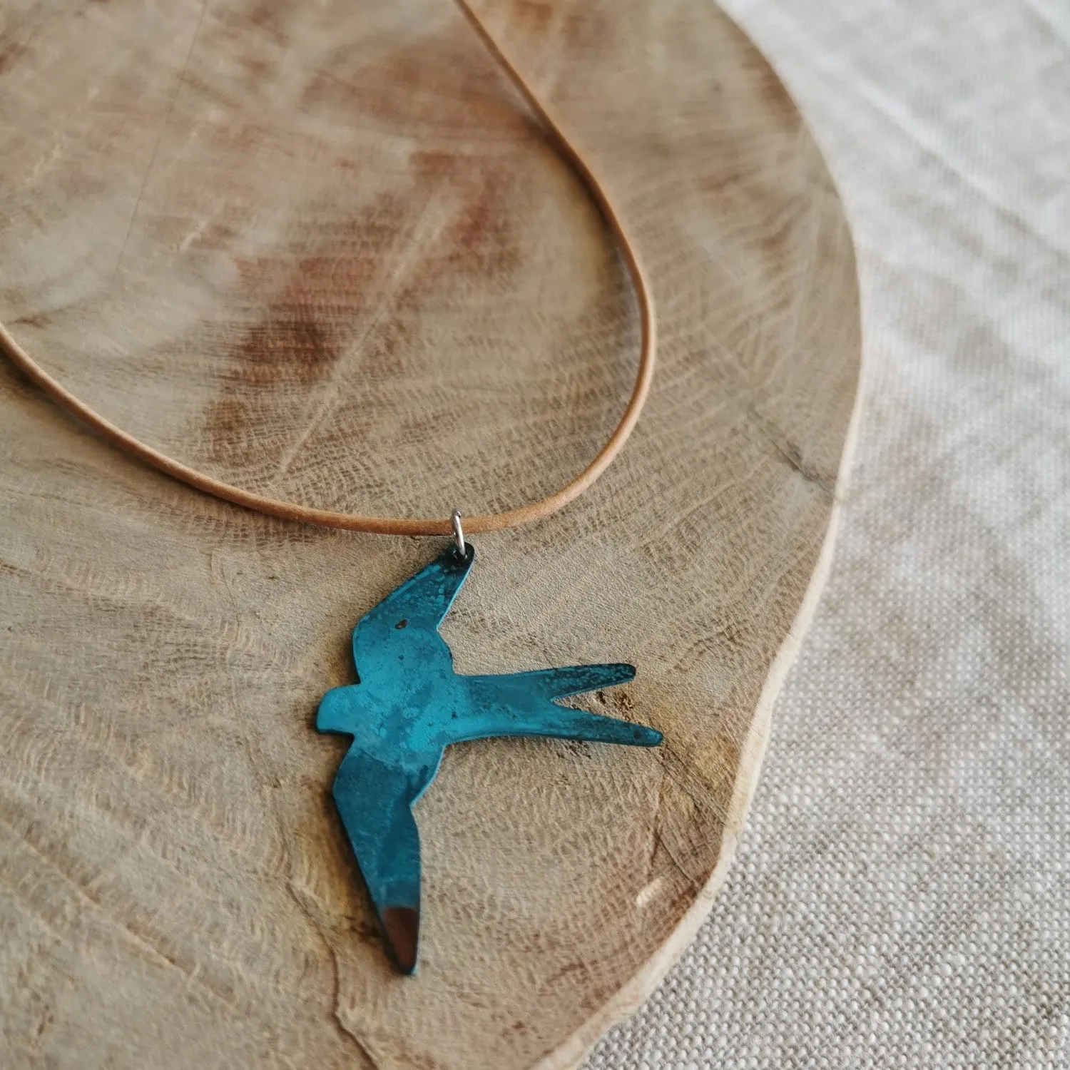 Blue Patina Copper Pendant