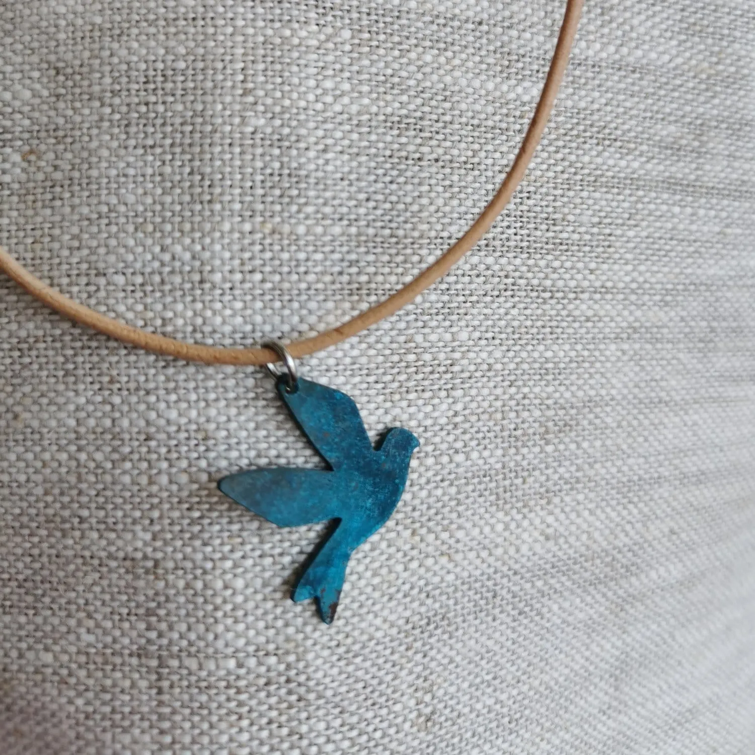 Blue Patina Copper Pendant
