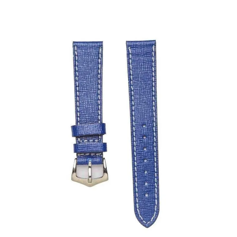 Blue Saffiano Leather Watch Strap