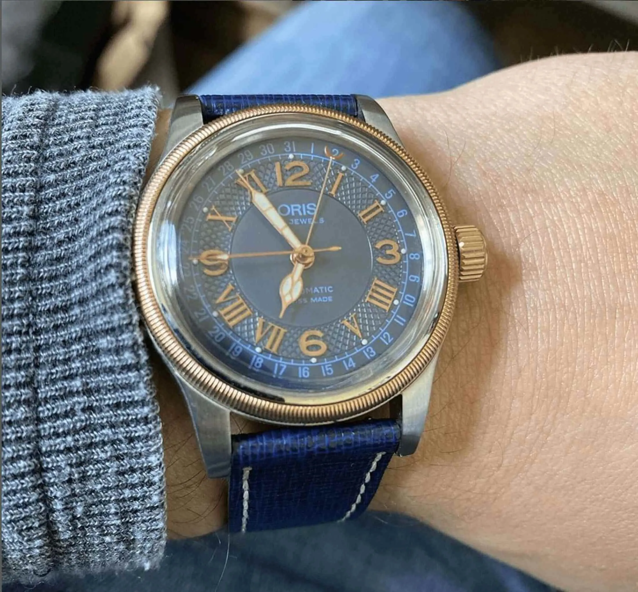 Blue Saffiano Leather Watch Strap