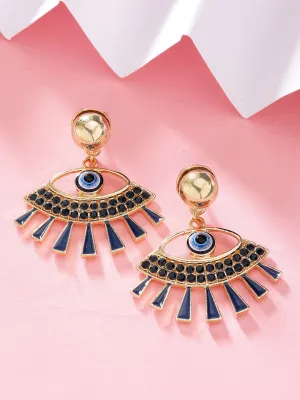 Bohey by KARATCART Gold-Plated Contemporary Blue Drop Earrings for Women