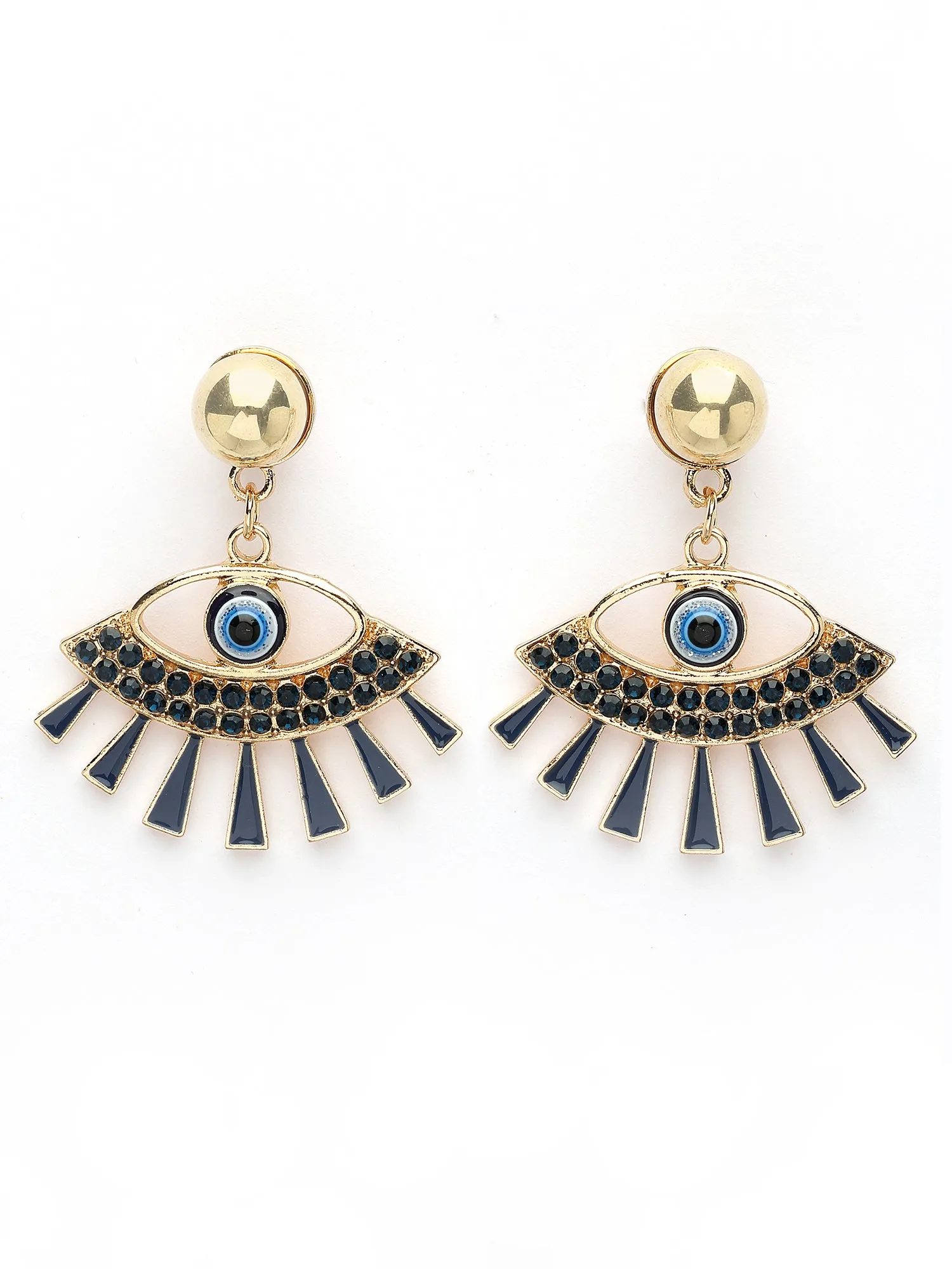 Bohey by KARATCART Gold-Plated Contemporary Blue Drop Earrings for Women