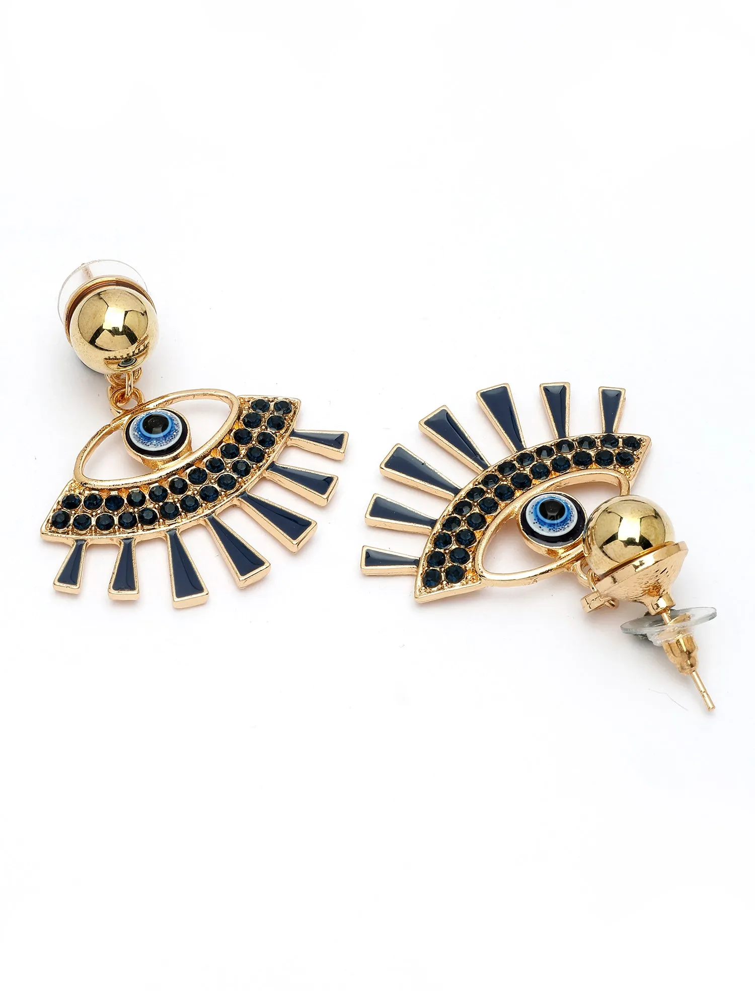 Bohey by KARATCART Gold-Plated Contemporary Blue Drop Earrings for Women