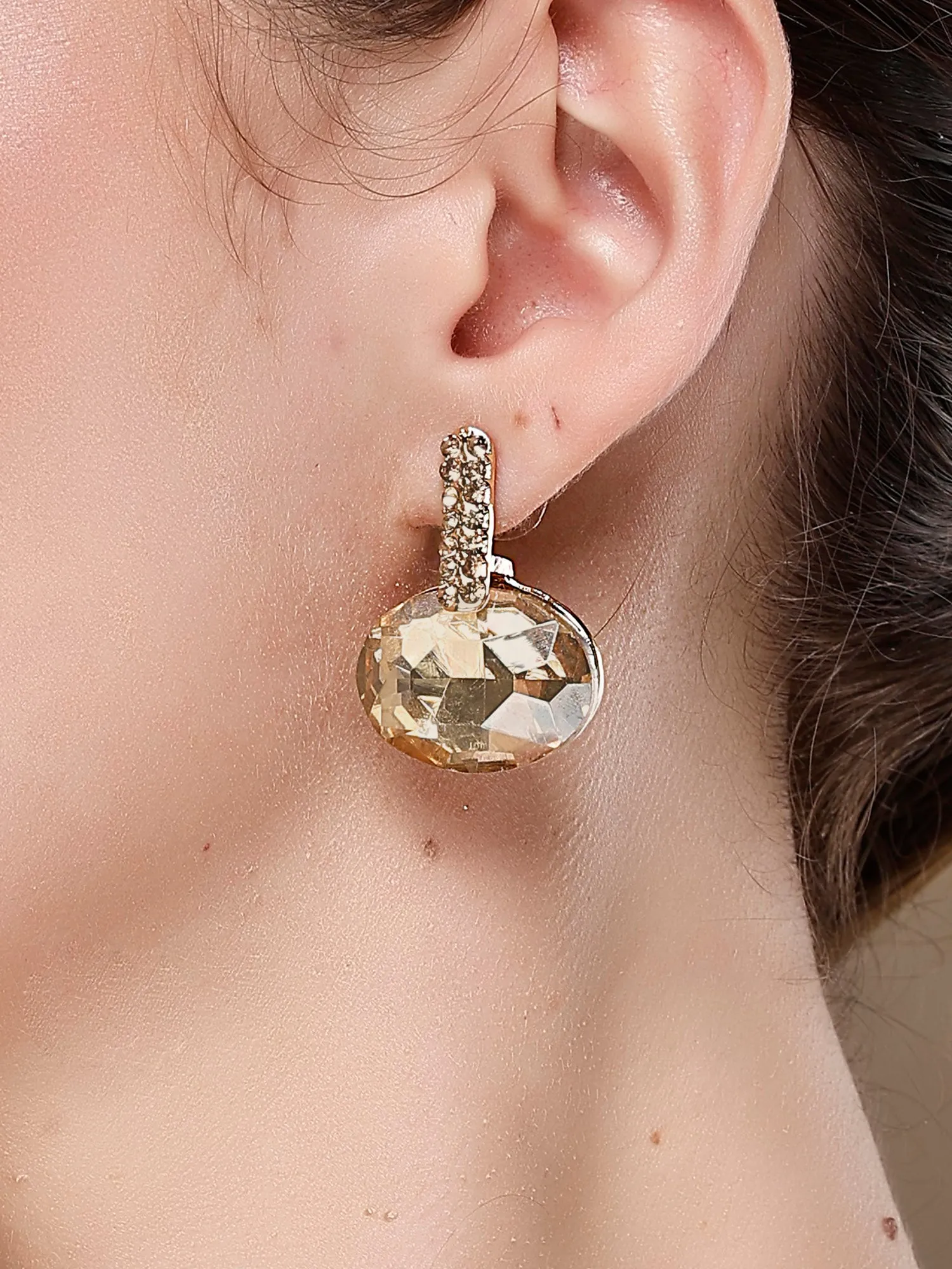 Bohey by KARATCART Gold-Plated Contemporary Brown Drop Earrings for Women