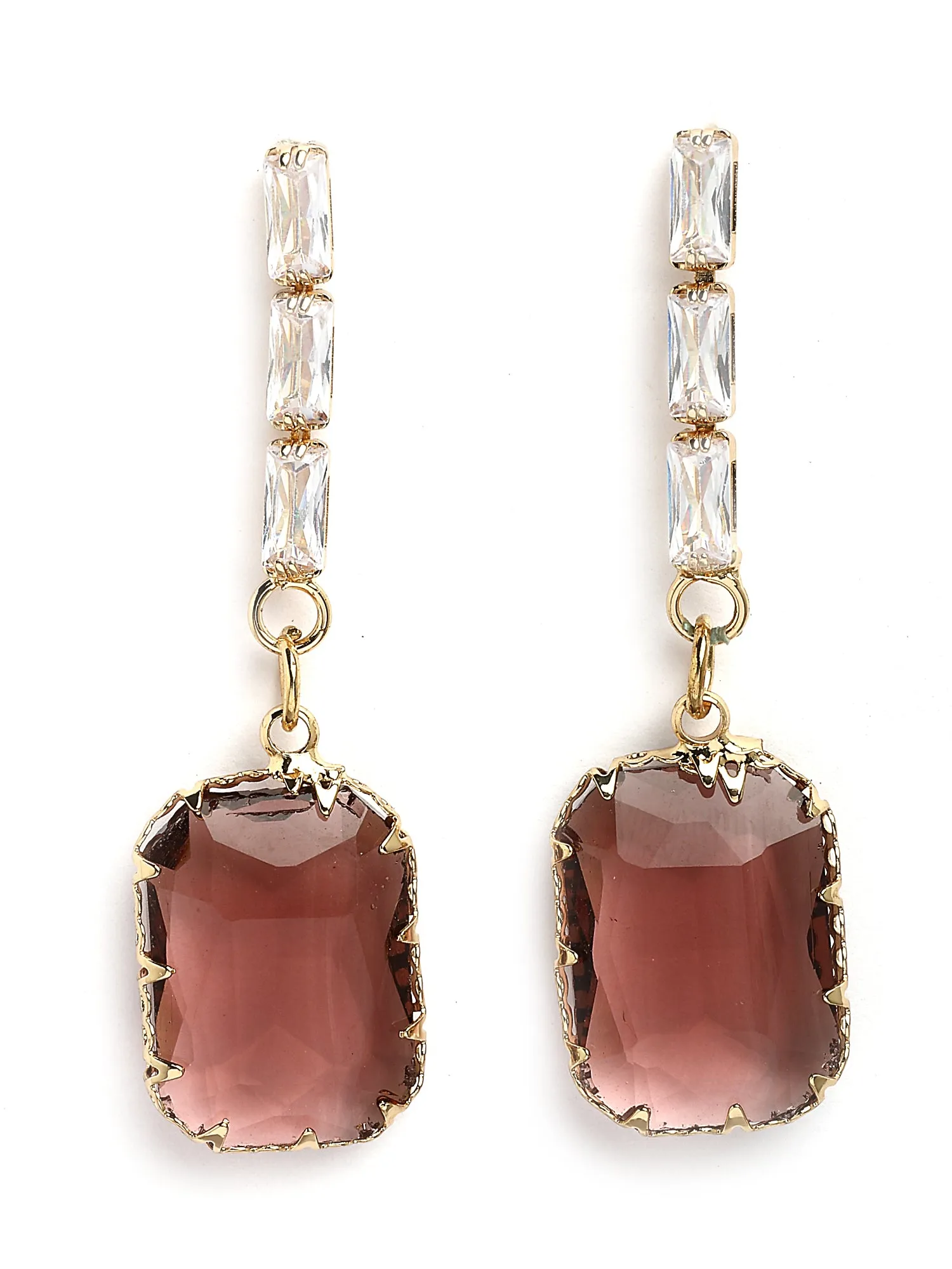 Bohey by KARATCART Gold-Plated Contemporary Brown Drop Earrings for Women