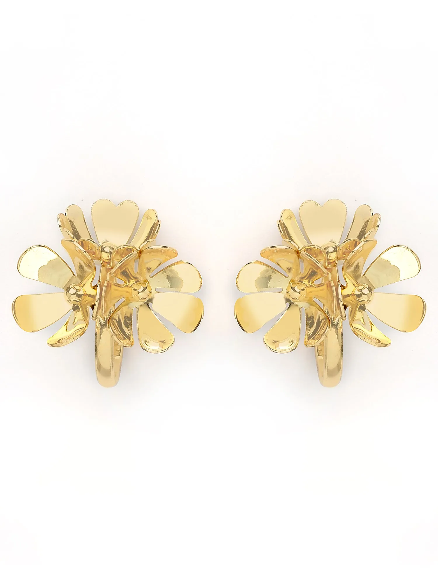 Bohey by KARATCART Gold-Plated Contemporary Gold Half Hoop Earrings for Women