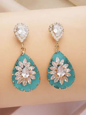 Bohey by KARATCART Gold-Plated Contemporary Light Blue Drop Earrings for Women