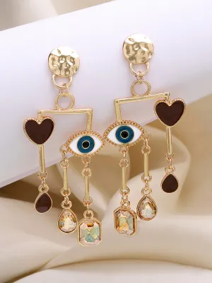 Bohey by KARATCART Gold-Plated Contemporary Multicolor Drop Earrings for Women