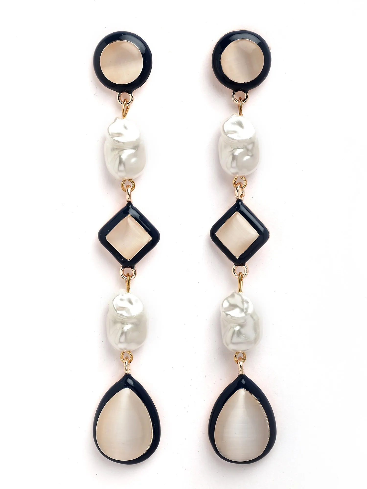 Bohey by KARATCART Gold-Plated Contemporary Pink Drop Earrings for Women