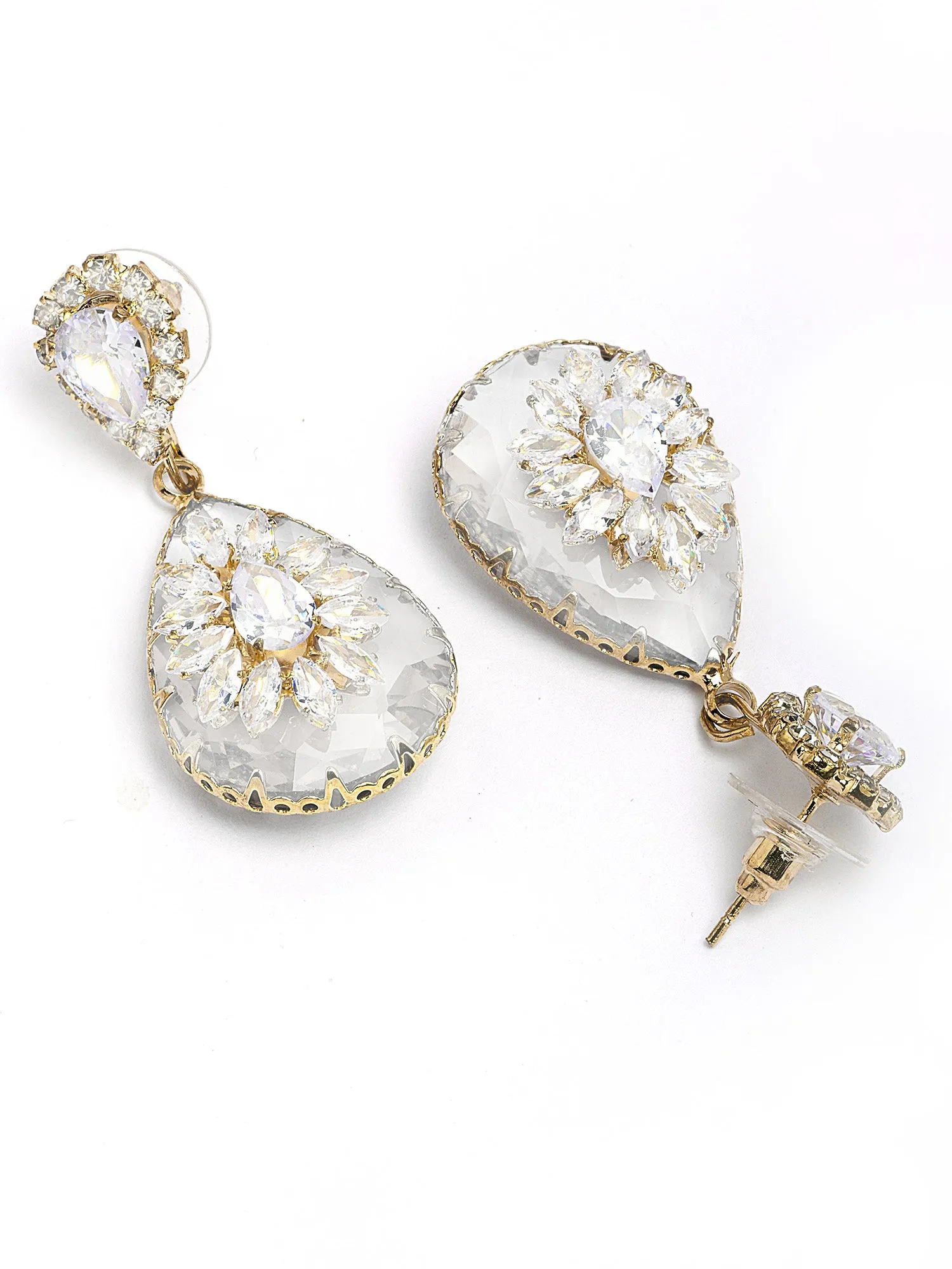 Bohey by KARATCART Gold-Plated Contemporary White Drop Earrings for Women