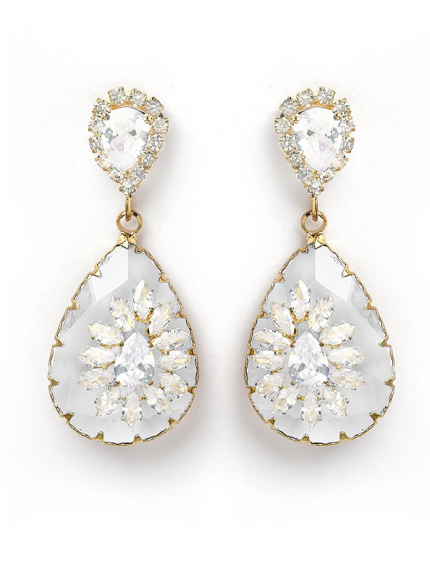 Bohey by KARATCART Gold-Plated Contemporary White Drop Earrings for Women