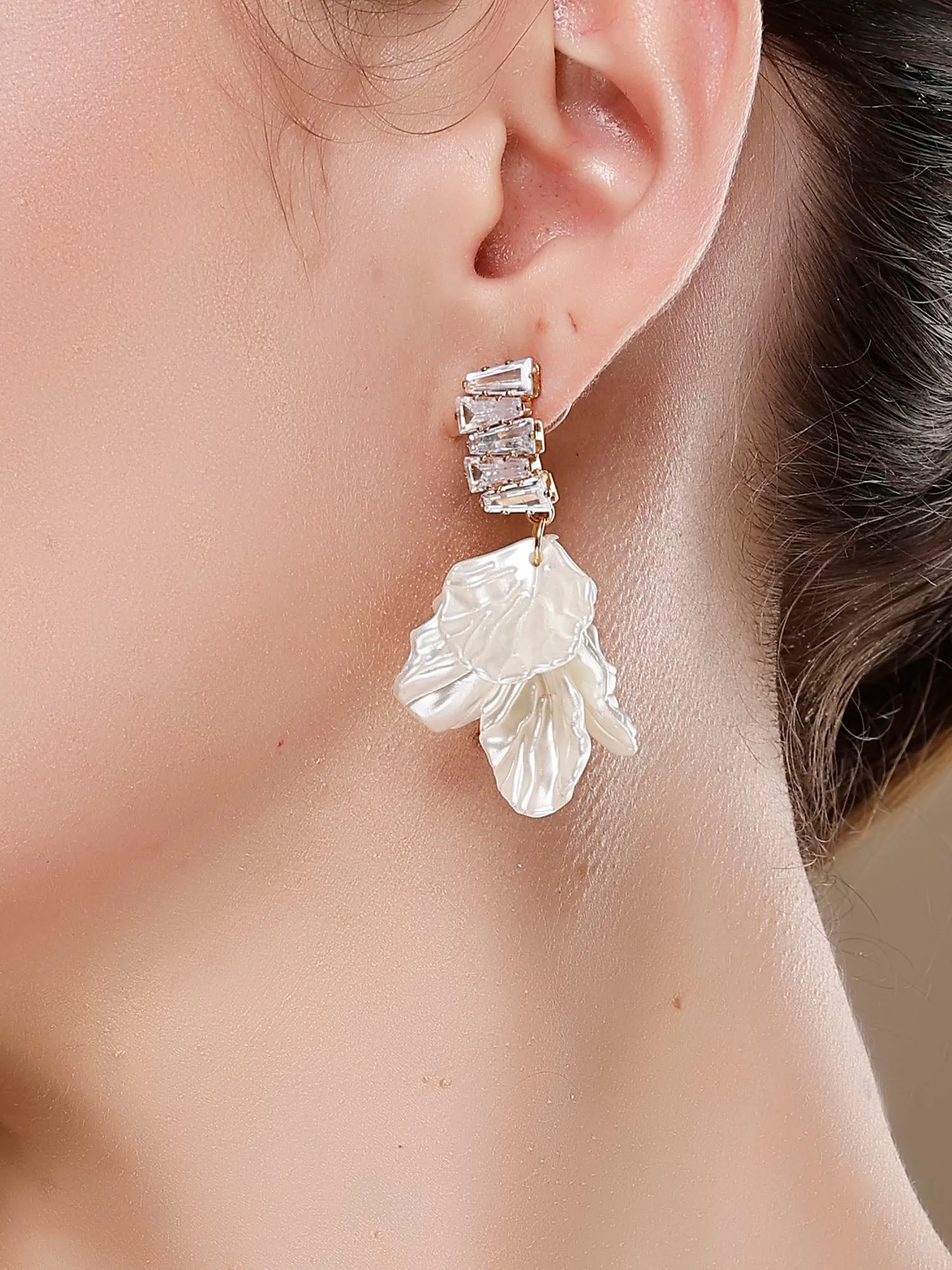 Bohey by KARATCART Gold-Plated Contemporary White Drop Earrings for Women