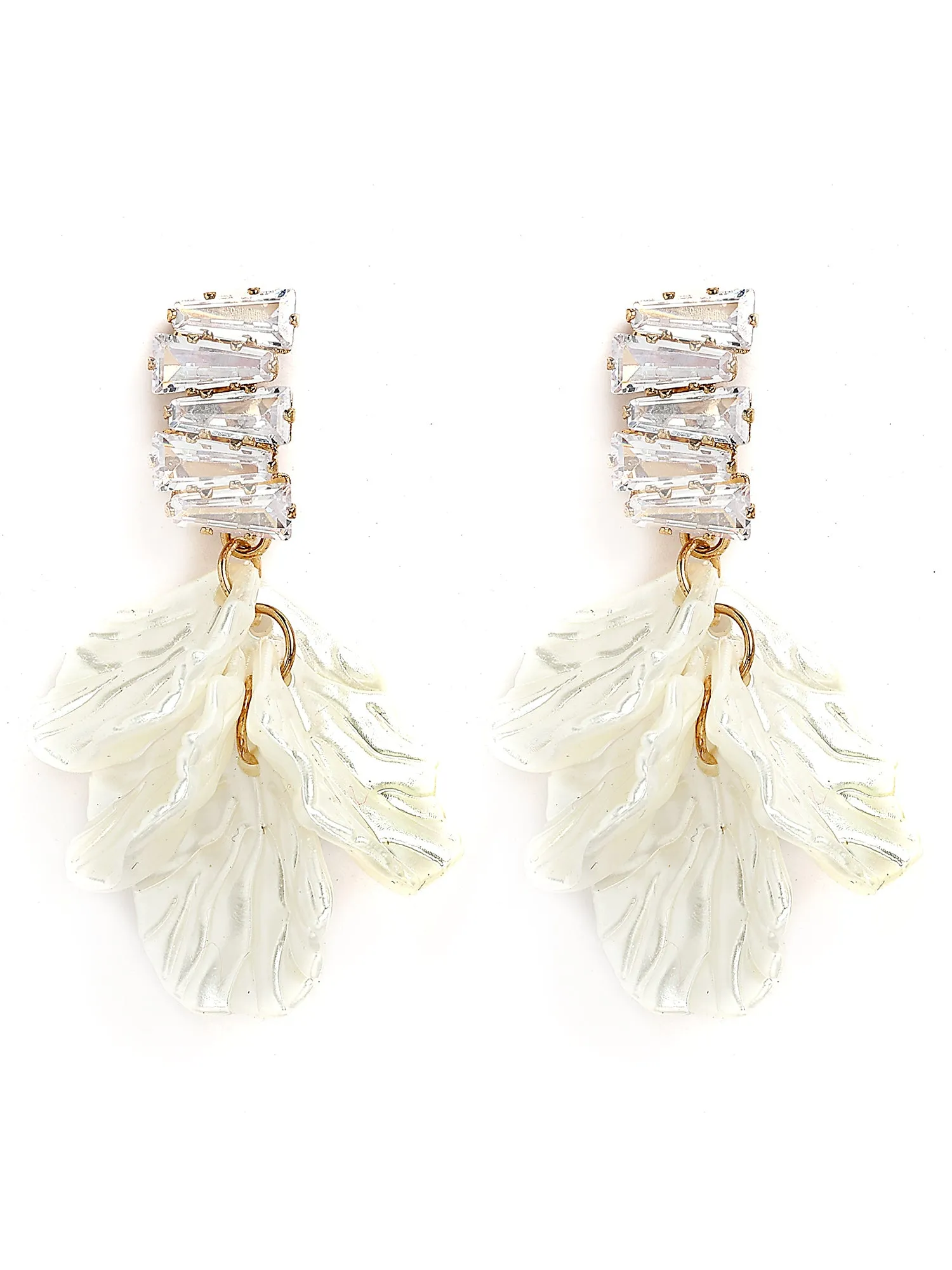 Bohey by KARATCART Gold-Plated Contemporary White Drop Earrings for Women