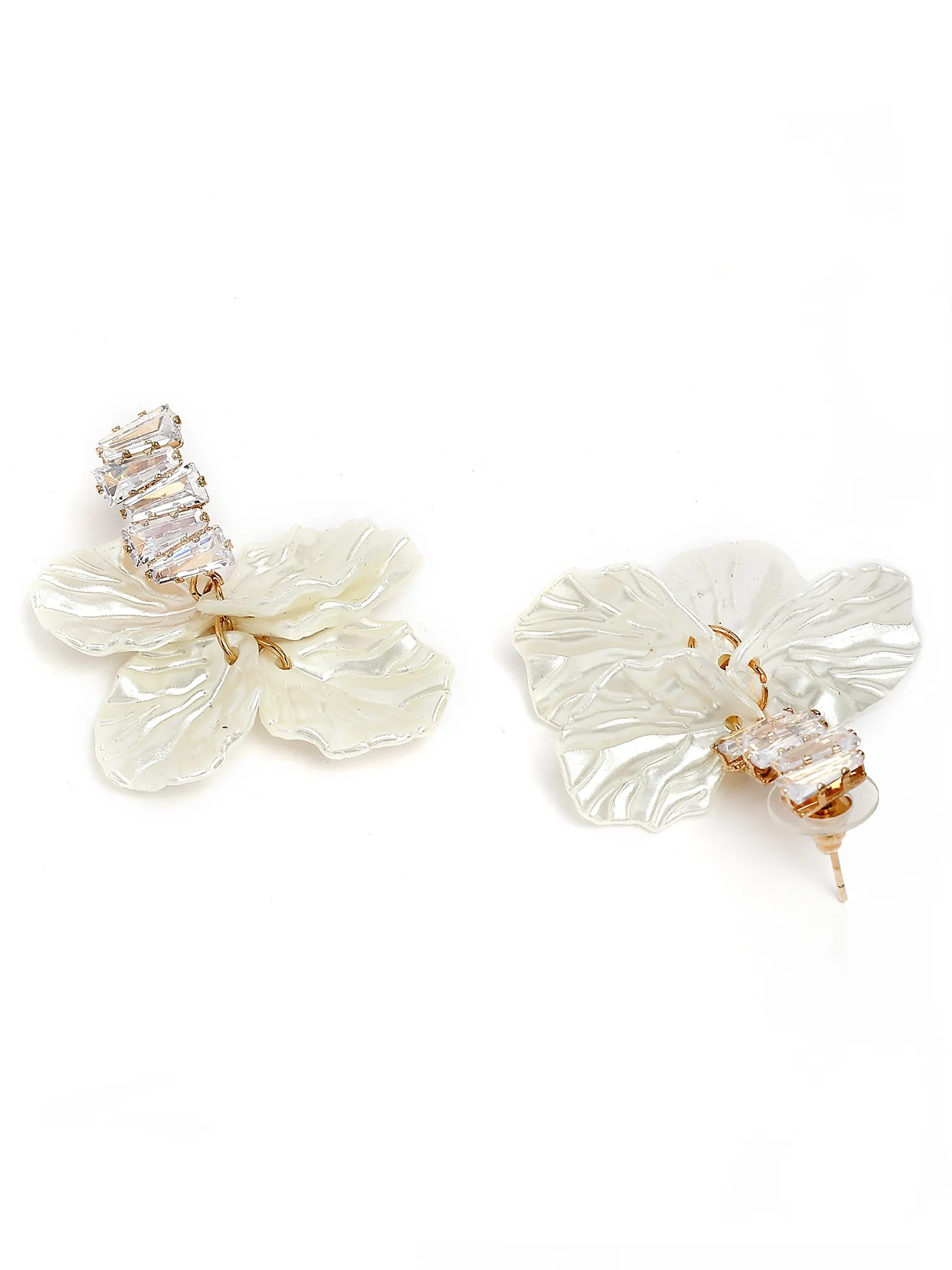 Bohey by KARATCART Gold-Plated Contemporary White Drop Earrings for Women