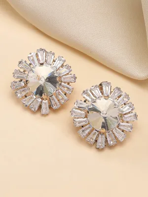 Bohey by KARATCART Gold Plated Cubic Zirconia Stud Earrings for Women