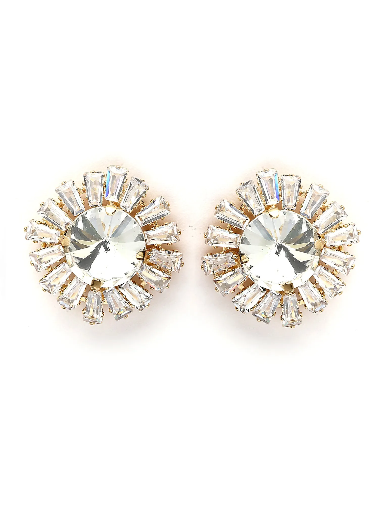 Bohey by KARATCART Gold Plated Cubic Zirconia Stud Earrings for Women