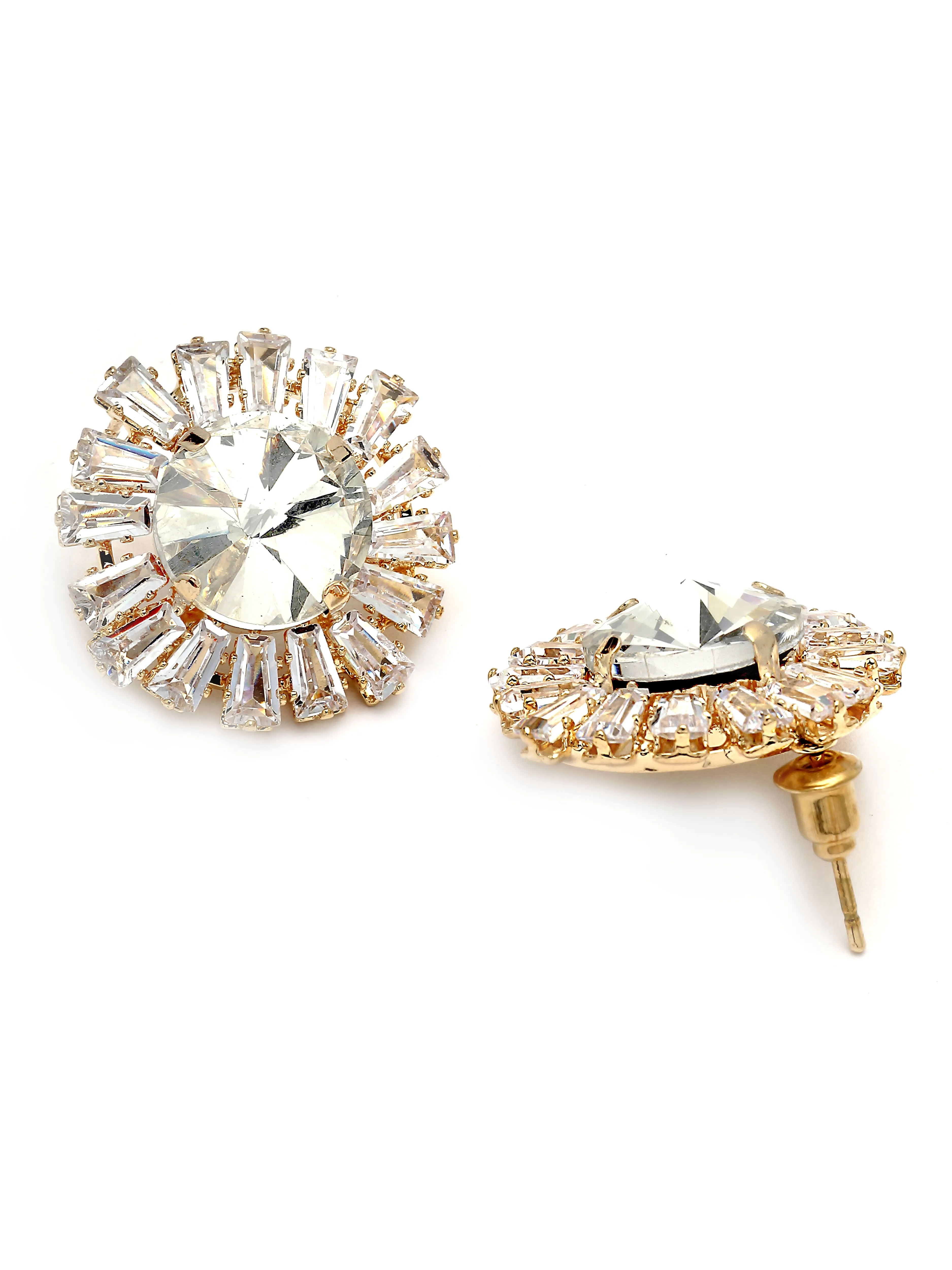 Bohey by KARATCART Gold Plated Cubic Zirconia Stud Earrings for Women